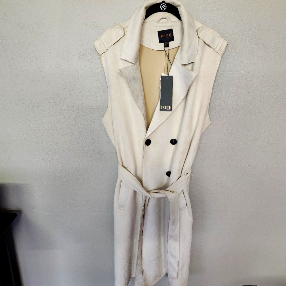 Truth by republic Faux Leather Sleeveless Trench Jacket